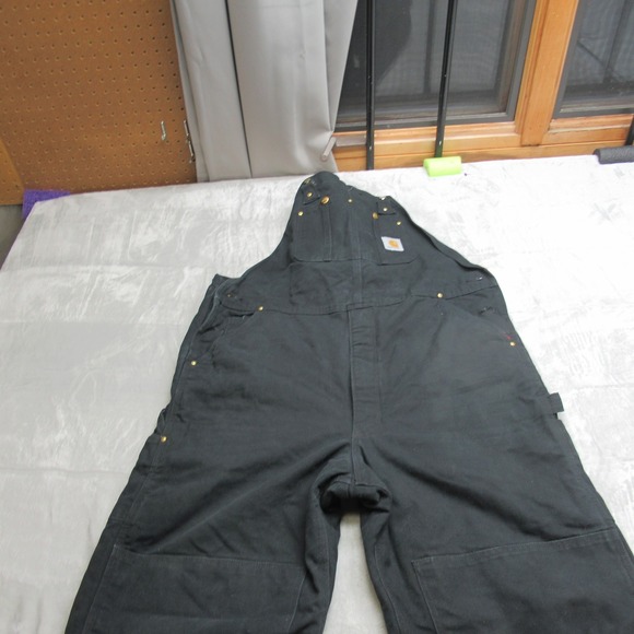 Carhartt Other - Carhartt Bib Overall Mens 42x33 Black Canvas Duck Bib Quilt Lined Work USA R02